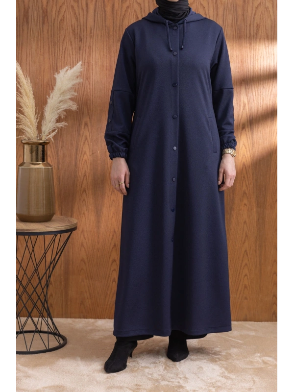 ÇITÇITLI KAPÜŞONLU FERACE - LACİVERT