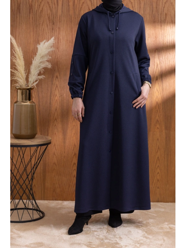 ÇITÇITLI KAPÜŞONLU FERACE - LACİVERT