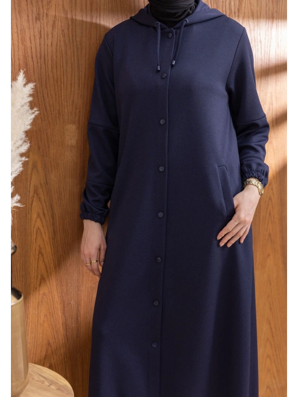 ÇITÇITLI KAPÜŞONLU FERACE - LACİVERT