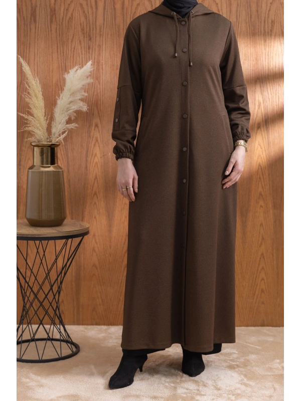 ÇITÇITLI KAPÜŞONLU FERACE - KAHVE