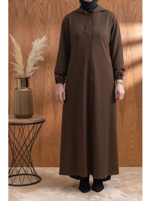 ÇITÇITLI KAPÜŞONLU FERACE - KAHVE