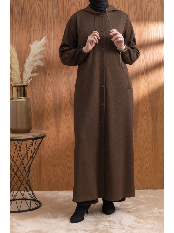 ÇITÇITLI KAPÜŞONLU FERACE - KAHVE