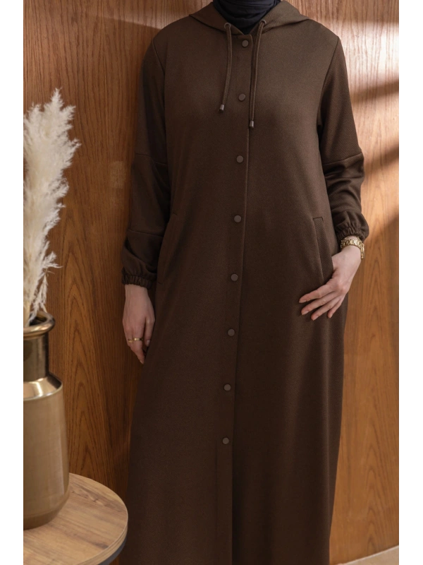 ÇITÇITLI KAPÜŞONLU FERACE - KAHVE