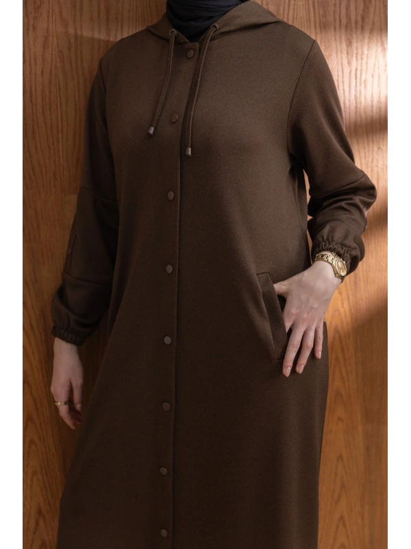 ÇITÇITLI KAPÜŞONLU FERACE - KAHVE