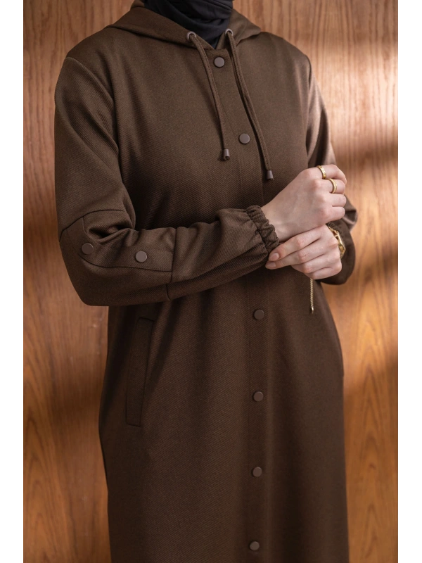 ÇITÇITLI KAPÜŞONLU FERACE - KAHVE