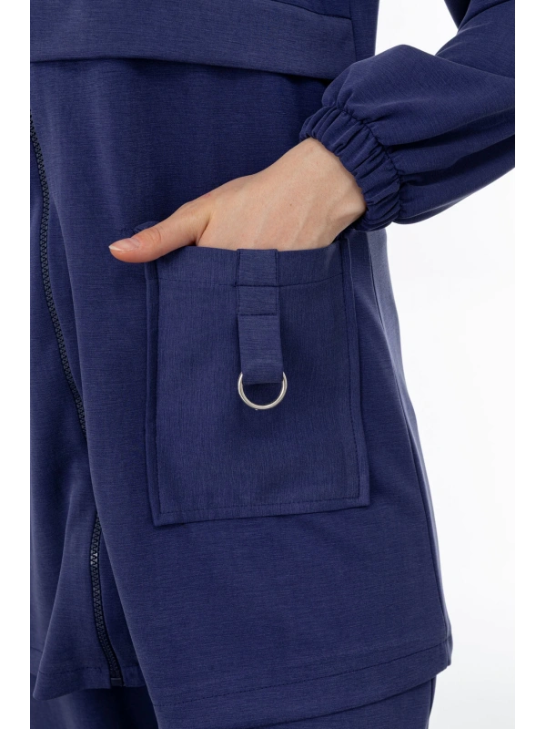 ALLERLİ CEPLERİ HALKA DETAYLI PANTOLON TAKIM - MAVİ