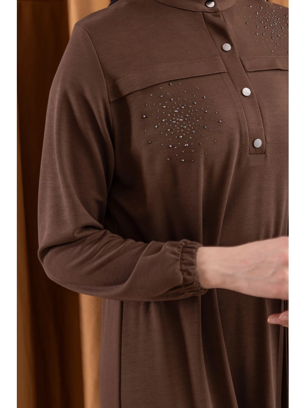 LETAFET 3045 ELBİSE - KAHVE