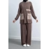 GARNİ KUMAŞLI ALLERLİ PANTOLON TAKIM - KAHVE