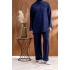 KOLU PİLİSE DETAYLI BROŞLU PANTOLONLU TAKIM - LACİVERT