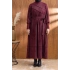 KOLLARI VE YAKASI RİBANALI ELBİSE - BORDO