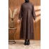 BELİ BAĞCIK DETAYLI KUPLU ELBİSE - KAHVE