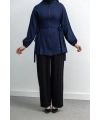 Letafet Şerit Detaylı Kapüşonlu Fermuarlı Ceket - LACİVERT