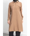 ROBADAN CEP DETAYLI KLASİK TUNİK - KAHVE
