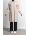 ROBADAN CEP DETAYLI KLASİK TUNİK - BEJ