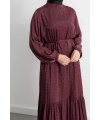 ETEK BÜZGÜ DETAYLI JAKAR ELBİSE - BORDO - ES
