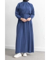 LETAFET REGLAN KOL FIRFIR DETAYLI ELBİSE - İNDİGO