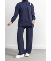 LETAFET ÖNÜ VOLAN DETAYLI PANTOLONLU TAKIM - LACİVERT