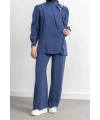 LETAFET ÖNÜ VOLAN DETAYLI PANTOLONLU TAKIM - İNDİGO