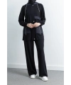 GARNİ KUMAŞLI ALLERLİ PANTOLON TAKIM - SİYAH