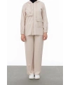 NERVÜR DETAYLI İNCİ PANT. TAKIM - BEJ