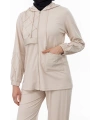 NERVÜR DETAYLI İNCİ PANT. TAKIM - BEJ