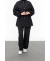 YAKASI VE ALLERİ TAŞLI PANTOLON TAKIM - SİYAH