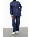 YAKASI VE ALLERİ TAŞLI PANTOLON TAKIM - LACİVERT
