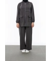 ALLERLİ CEPLERİ HALKA DETAYLI PANTOLON TAKIM - GRİ