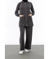 ALLERLİ CEPLERİ HALKA DETAYLI PANTOLON TAKIM - GRİ