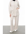 ALLERLİ CEPLERİ HALKA DETAYLI PANTOLON TAKIM - VANİLLA