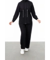 BELDEN ALLERLİ FİLELİ PANTOLON TAKIM - SİYAH