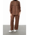 BELDEN ALLERLİ FİLELİ PANTOLON TAKIM - KAHVE