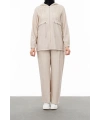 BELDEN ALLERLİ FİLELİ PANTOLON TAKIM - KUM