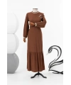 LETAFET 3018 ELBİSE - KAHVE