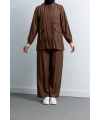 Letafet Cep Detaylı Pantolonlu Takım - KAHVE