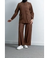 Letafet Cep Detaylı Pantolonlu Takım - KAHVE