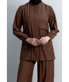 Letafet Cep Detaylı Pantolonlu Takım - KAHVE