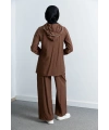 Letafet Cep Detaylı Pantolonlu Takım - KAHVE