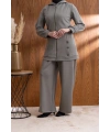 Letafet Kapüşonlu Düğme Detaylı Ceketli Pantolonlu Takım - HAKİ