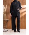 Letafet Cep Detaylı Ceketli Pantolonlu Takım - SİYAH