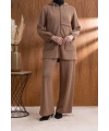 Letafet Cep Detaylı Ceketli Pantolonlu Takım - AÇIK KAHVE