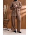 Letafet Cep Detaylı Ceketli Pantolonlu Takım - AÇIK KAHVE