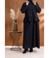 FIRFIR DETAYLI GÖMLEK YAKA ETEKLİ TAKIM - SİYAH