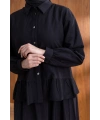 FIRFIR DETAYLI GÖMLEK YAKA ETEKLİ TAKIM - SİYAH
