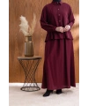 FIRFIR DETAYLI GÖMLEK YAKA ETEKLİ TAKIM - BORDO