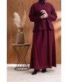 FIRFIR DETAYLI GÖMLEK YAKA ETEKLİ TAKIM - BORDO