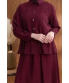 FIRFIR DETAYLI GÖMLEK YAKA ETEKLİ TAKIM - BORDO