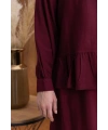 FIRFIR DETAYLI GÖMLEK YAKA ETEKLİ TAKIM - BORDO