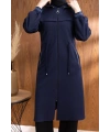 KAPÜŞONLU RİBANA VE ALLER DETAYLI GİYÇIK - LACİVERT