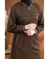 KAPÜŞONLU RİBANA VE ALLER DETAYLI GİYÇIK - KAHVE